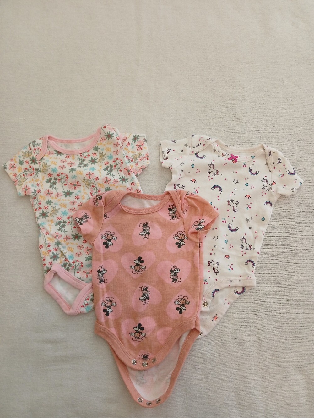 Bundle Girls 3Month Short Sleeve Bodysuits Carter's, Chick Pea, Disney